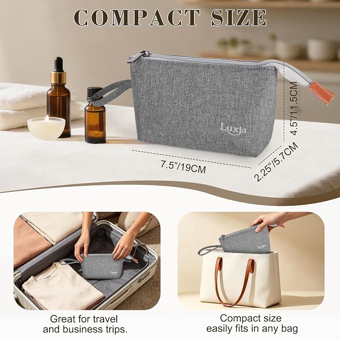 LUXJA Essential Oil Carrying Bag - Holds 8 Bottles (5ml-15ml, Also Fits for Roller Bottles), Portable Organizer for Essential Oil and Small Accessories, Gray