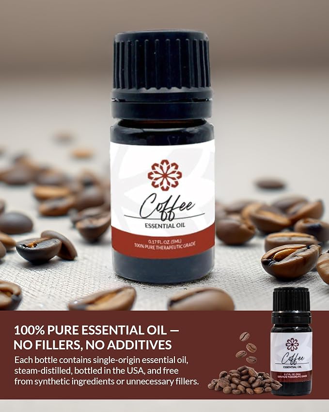 Essence Coffee Essential Oil, 5 ml | Aromatherapy Oil for Diffusers & Personal Use | Natural Fragrance for Relaxation, Clarity & Wellness | Made in USA | Warm & Invigorating Scent