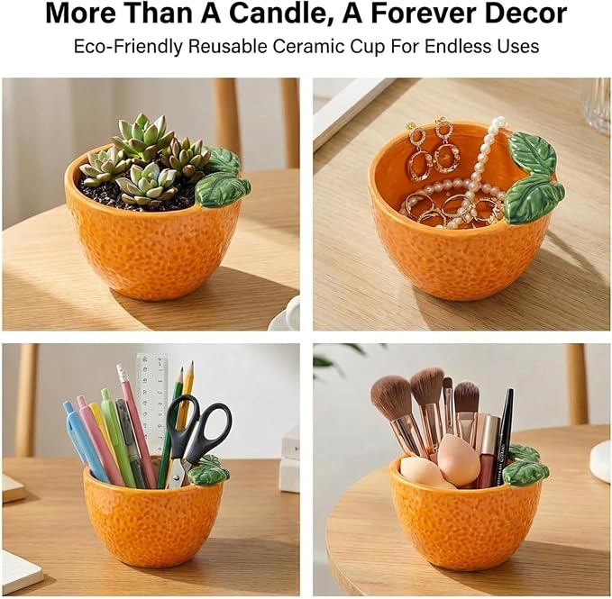 Orange Scented Candle – 4.23 oz (120g) Natural Soy Wax, 30-Hour Clean Burn, Orange-Shaped Ceramic Jar, Home Fragrance & Thoughtful Gift for Home