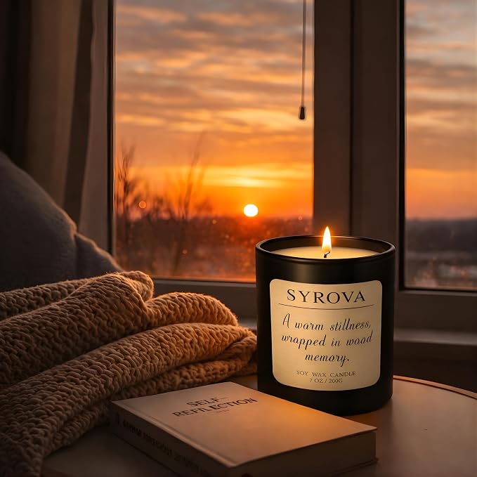 Vanilla & Cedarwood Candle, Luxury Scented Soy Candle 7oz, Cozy Sweet Fragrance for Home, Long Lasting Aromatherapy Candle, Gift for Women, Modern Jar Candle