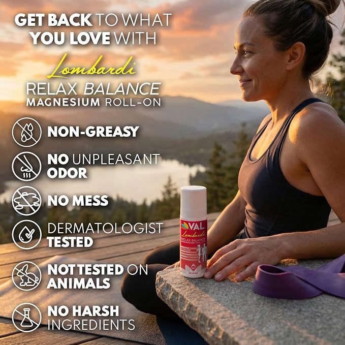 VAL Lombardi Magnesium Roll-On 3oz | Zechstein Magnesium + Arnica | Joint & Muscle Relief for Back, Neck, Legs & Feet