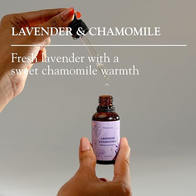 Folkulture Lavender & Chamomile Essential Oil Blend | 30 ml - 1.01 Fl Oz Fragrance Oil | Diffuser Oils for Humidifier for Better Sleep, Reset, Stress Relief, Calming, Relaxing | House Warming Gifts