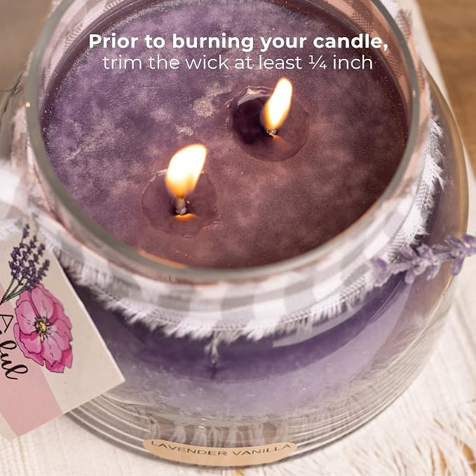 A Cheerful Giver — Lavender Vanilla - 34oz Papa Scented Candle Jar with Lid - Keepers of the Light - 155 Hours of Burn Time, Gift Candle, Violet