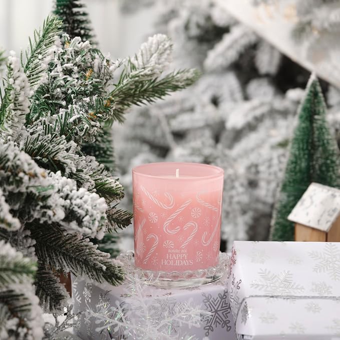 ROMIIE ZOI Christmas Scented Jar Candle - 6oz Soy Wax Candle - Happy Holidays Infused with Peppermint Aroma - with Beautiful Keepsake Box Special for Holiday Gifts