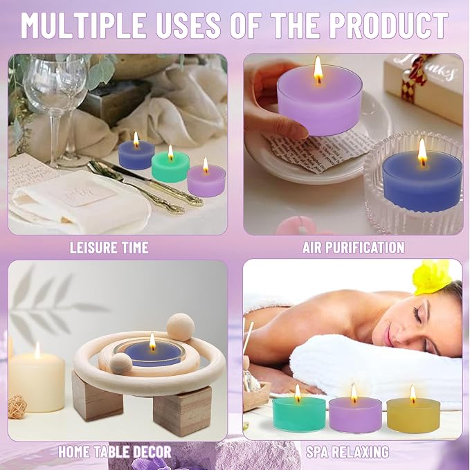 12 Pack Hand-Poured Dark Scented Tea Light Candles 5 Color Smokeless Small Round Tealight Candles for Relaxation Yoga Meditation Home Decor Romantic Dinners & Ambiance