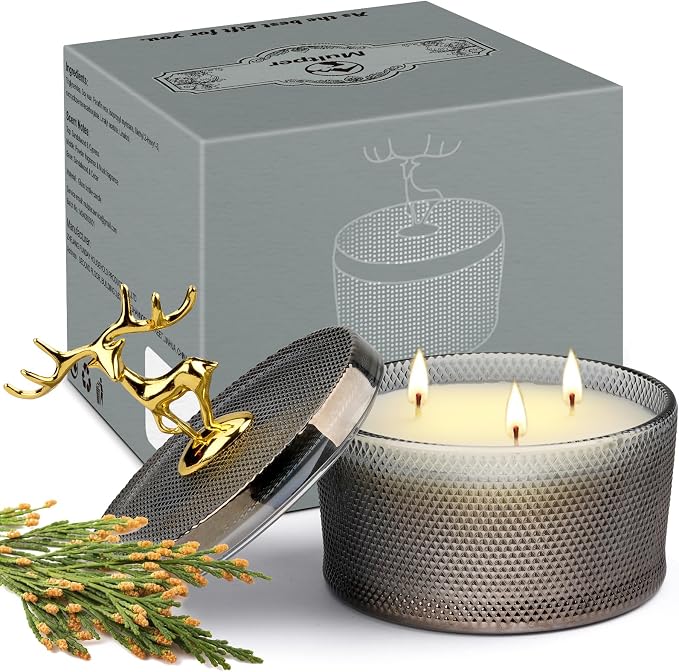 Multper Sandalwood Scented Candle Gift for Women - 10.58 oz 3 Wicks Natural Soy Wax Large Candle, 50-Hour Burn Time Aromatherapy Candle for Home & Relaxation, Gift for Mom On Mother's Day