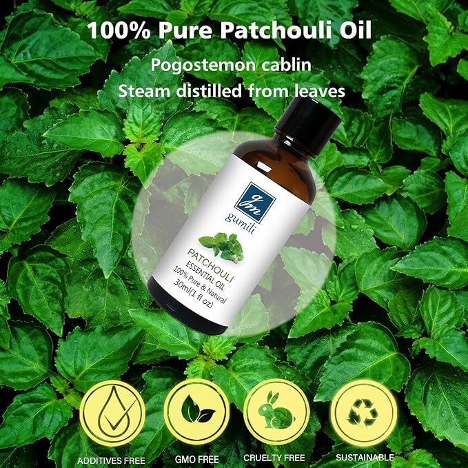 GM Gumili Patchouli Essential Oil 1 Oz, 100% Pure Patchouli Oil for Skin, Diffuser, Perfume & DIY - 30ml