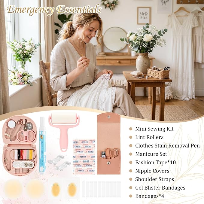 Bridal Wedding Emergency Kit Women's Wedding Emergency Kit for Bride Wedding Day Survival Set 30+ Daily Travel Essential Items with Makeup Bag