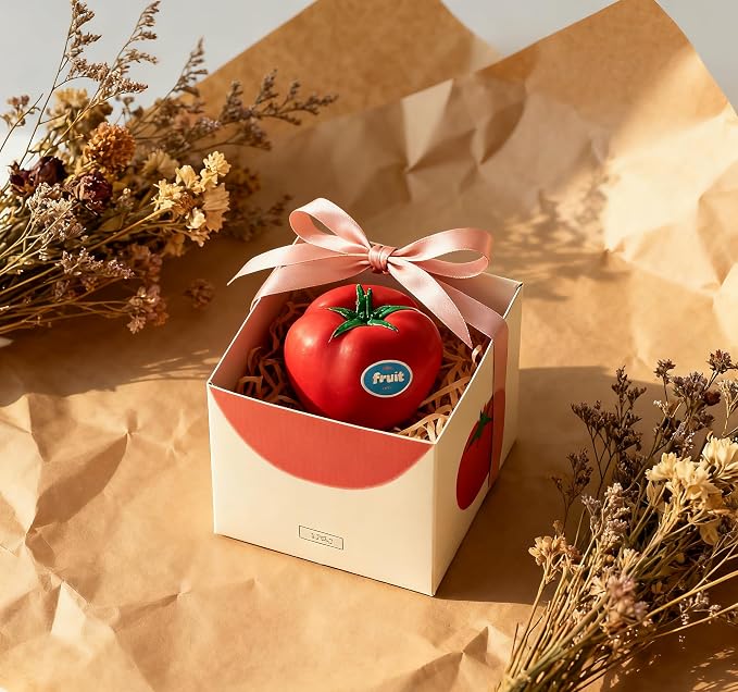 Tomato-Shaped Scented Candle,130G Realistic Red Fruit Design,Tomato Essential Oil,Natural Soy Wax Decorative Candle for Table Photo Prop Birthday,Perfect for Kitchen Decor & Joyful Gifting (Tomato)