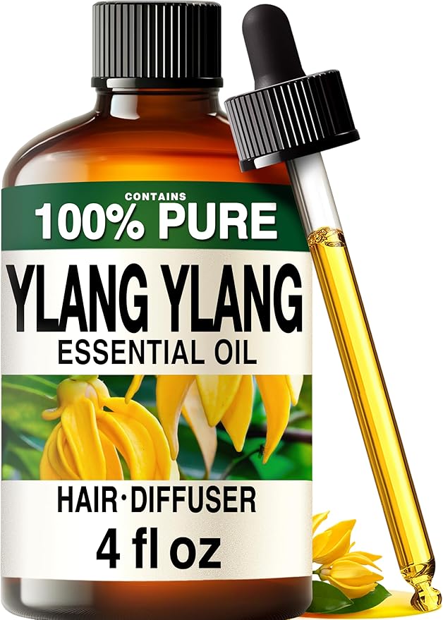 100% Pure Ylang Ylang Oil - 4 Fl Oz Ylang Ylang Essential Oil for Hair, Skin, Diffuser, Aromatherapy & DIY Soap Making Scent