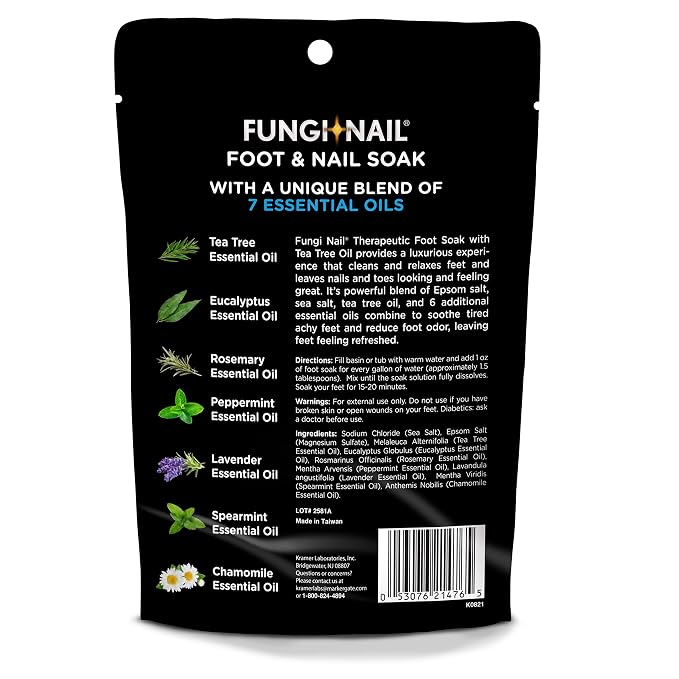Fungi-Nail Foot & Nail Soak with Tea Tree Oil, 1 Pound, Moisturize, Reduce Foot Odor, & Soothe Aching Feet, Therapeutic Blend of Rich Mineral Epsom Salt, Pure Sea Salt, and 7 Essential Oils