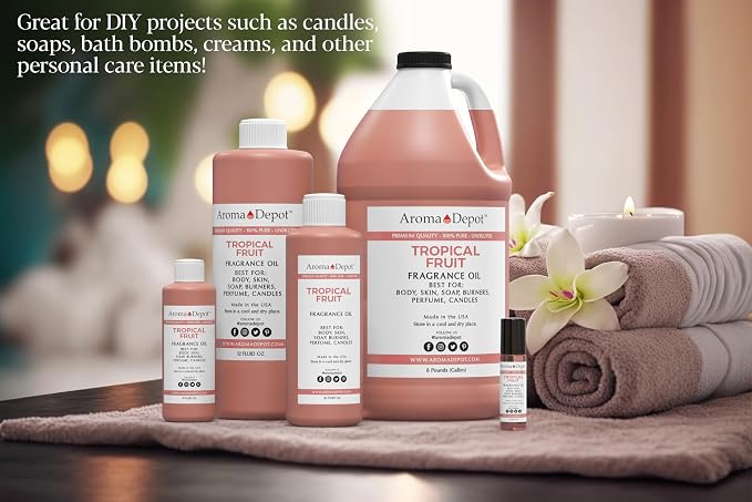 Aroma Depot Tropical Fruit 4 fl oz. Fragrance Oil I Perfume I Skin Oil I Scented Oil for DIY Projects Bath Bombs, Body Butters, Creams & Lotions. Works for Diffuser, Burners, or Warmers.