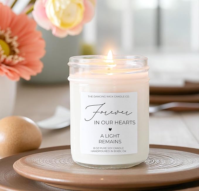 – Forever in Our Hearts Memorial Candle – Lavender Vanilla Soy Wax – Sympathy, Memorial, Remembrance Gift – 8 oz, Hand-Poured – Made in the USA (Forever in Our Hearts)