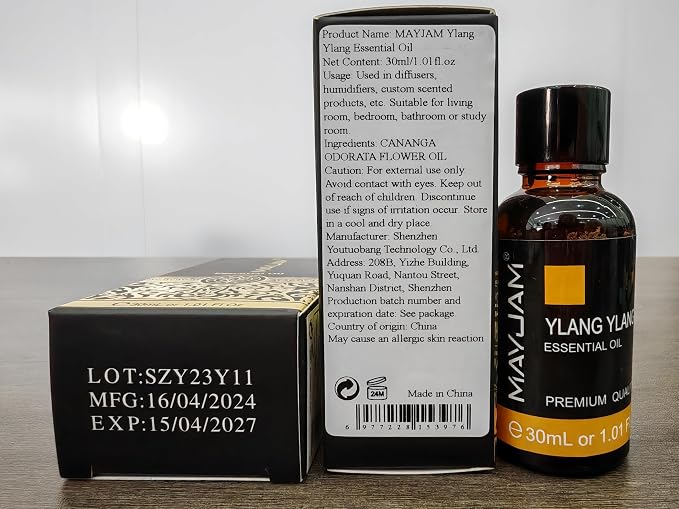 MAYJAM Ylang Ylang Essential Oil with Glass Dropper, MAYJAM 1.01fl.oz Ylang Ylang Oil Essential Oils for Diffusers, Humidifier, Yoga, Soap Candle Making
