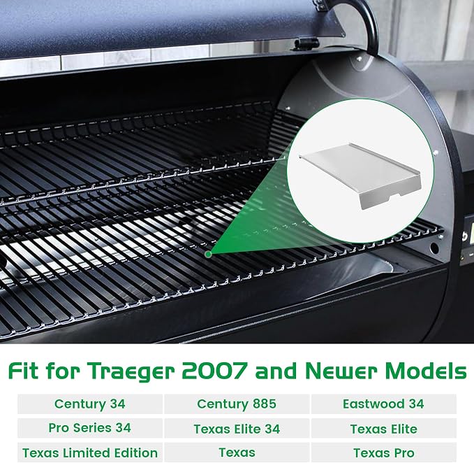Drip Tray for Traeger 34 Pro Series Grease Pan Replacement Parts KIT0786 BCA006 Eastwood Texas Elite Pellet Smoker Grill Heavy Duty Heat Baffle Diffuser Stainless Steel BBQ Accessories