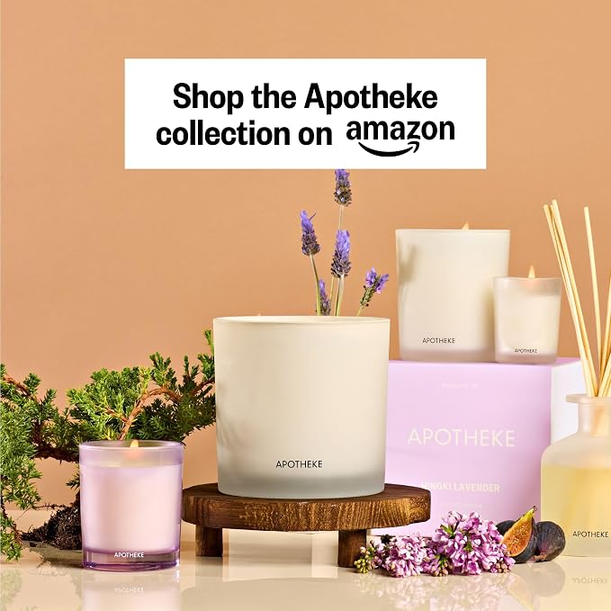 Apotheke Luxury Scented Oil Reed Diffuser Liquid Refill (Hinoki Lavender) - Premium Home Fragrance Diffuser Refill Set with Sticks