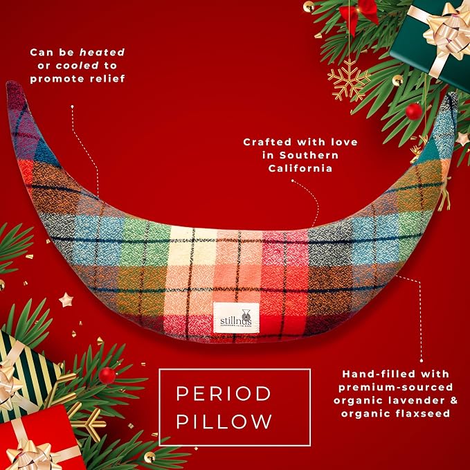 Stillnus Moon Comfort Pillow – Rainbow Tartan – Organic Lavender & Flax Seed Hot & Cold Therapy Wrap for Cramps, Anxiety, Neck Tension – Gift for Teens, Moms & Wellness Rituals