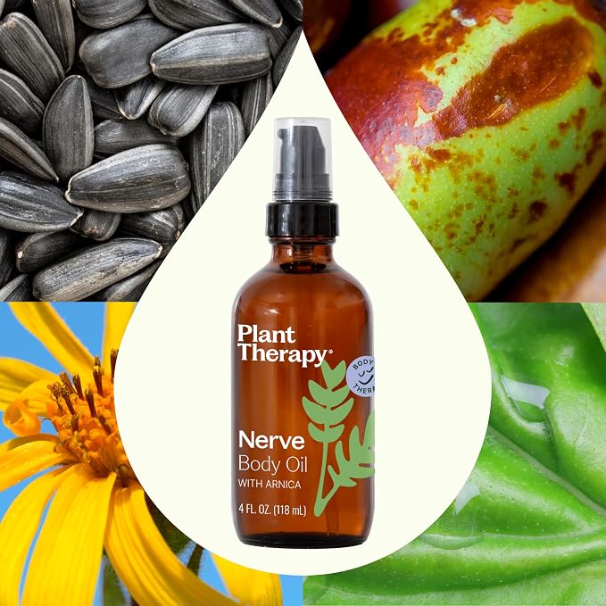Plant Therapy Nerve Body Oil with Arnica 4 oz, Soothing Body Care or Nerve Discomfort, Tingling, Sensitive Skin, and Dry Skin
