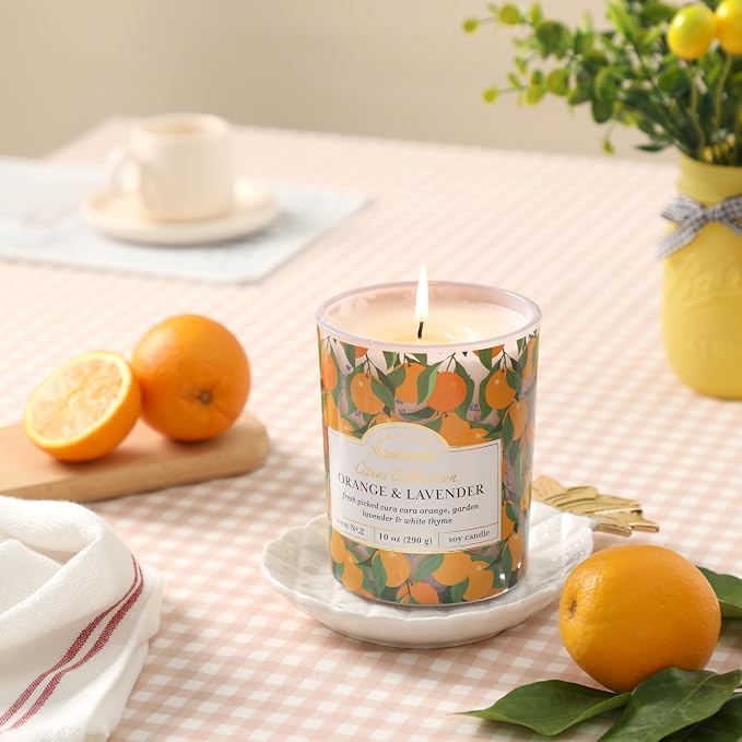 Citrus Candle - Orange & Lavender Scented Candles - Summer Candles for Home & Kitchen,Soy Wax Scented Candle,10oz