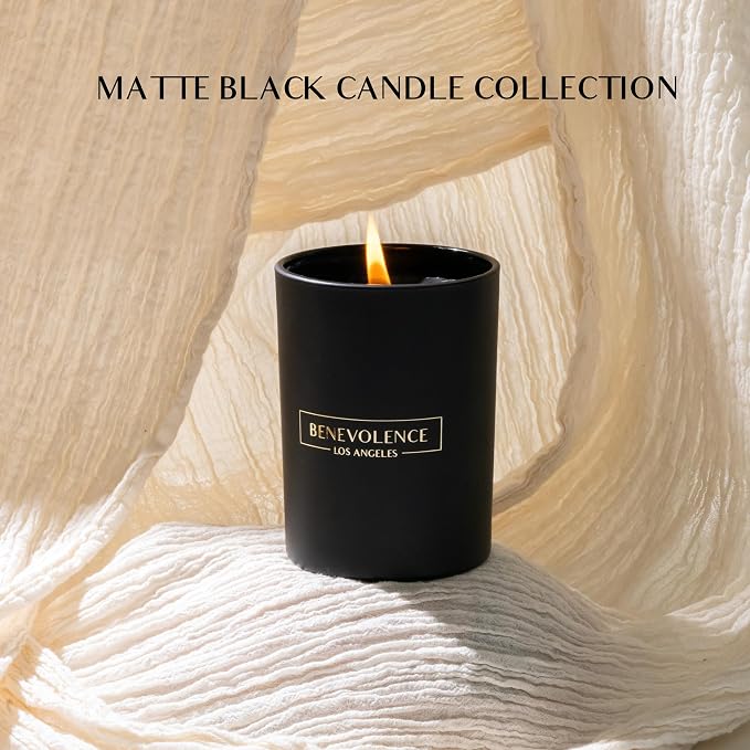 Benevolence LA Premium Charcoal Scented Candle – Long-Lasting, 45-Hour Burn – Luxury Black Wax Soy Candle for Home – Aromatherapy & Room Decor – 10oz