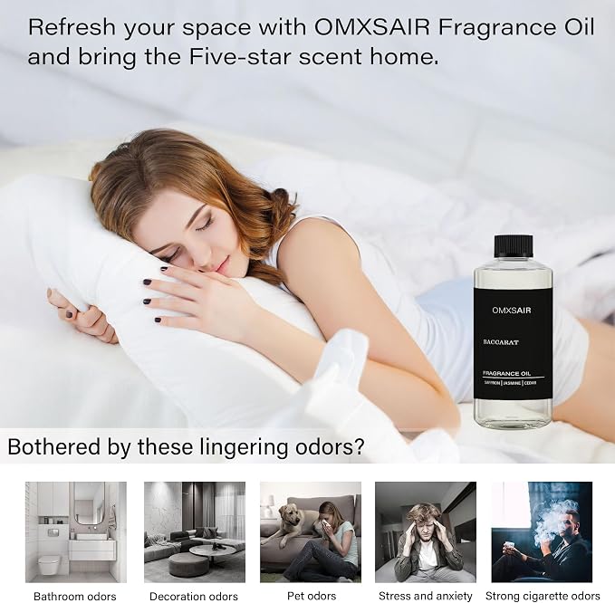 Baccarat Hotel Diffuser Oil Inspired by Baccarat NY hotel 16.9Fl Oz(500ml) - Hotel Fragrance Diffuser Oil & Home Luxury Scents - Saffron, Cedar,Ambergris Essential Oils Blend for Aromatherapy Diffuser