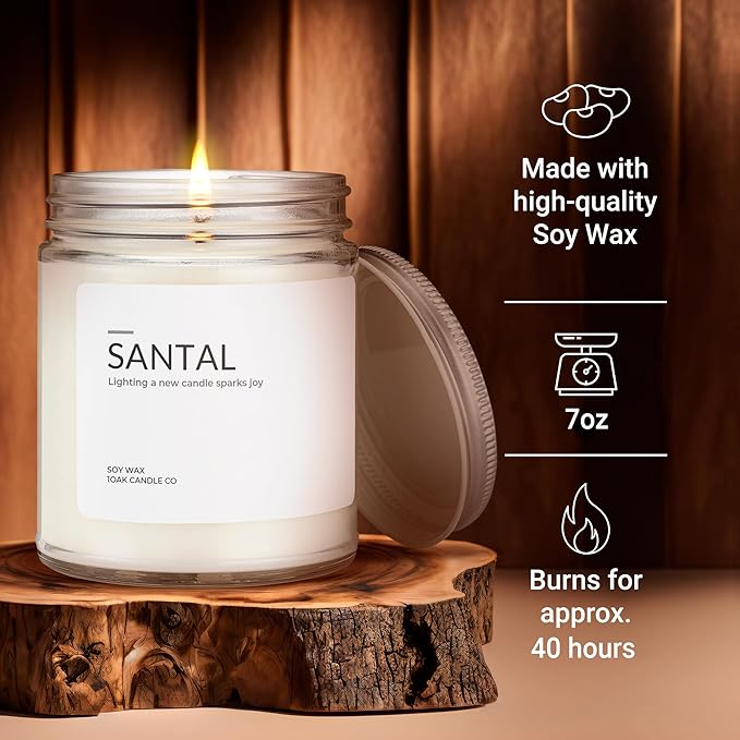 1OAK Santal Candle (Santal) - Soy Wax Scented Candle - Candles for Home Scented - Long Burning Candles Premium - Hand-Poured (7oz.)