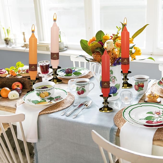 4 PCS Gradient Orange Taper Candlesticks 7 inch Unscented Tapered Candles Sticks for Home Holiday Wedding Party Decoration