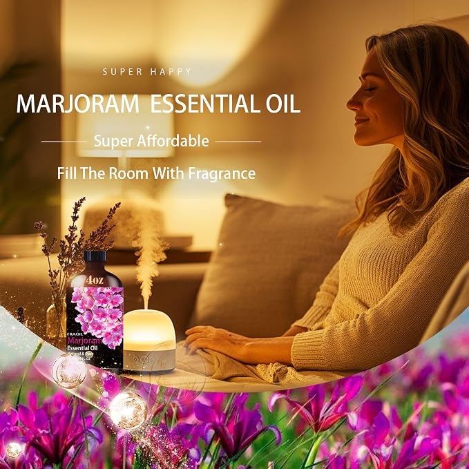 Marjoram Essential Oil, Marjoram Oil 4 Fl Oz 120ML for Diffuser Humidifier Yoga Cleaning DIY Candle Soap Making Perfume Gift for Women Essential Oils FRAOIL (Marjoram 4 Fl Oz (Pack of 1))