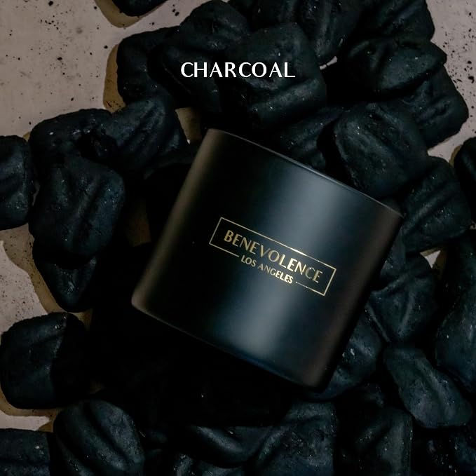 Benevolence LA Premium Charcoal Large 3-Wick Scented Candle – 45-Hour Burn – Luxury Natural Soy Candle for Home – Aromatherapy & Room Decor – 14.5oz