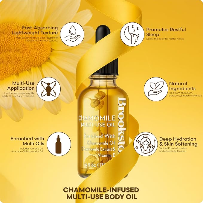 Brookstone Chamomile Multi-Use Essential Oil - Soothing Skin Oil for Sensitive Skin & Relaxation