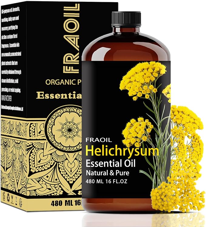 Helichrysum Essential Oil, Helichrysum Oil 16 Fl Oz 480 ML for Diffuser Humidifier Yoga Cleaning DIY Candle Soap Making Perfume Gift for Women Essential Oils FRAOIL (Helichrysum 16 Fl Oz (Pack of 1))