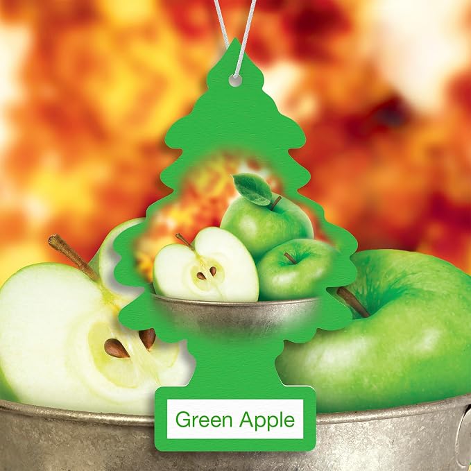 LITTLE TREES Car Air Freshener | Hanging Tree Provides Long Lasting Scent for Auto and Home | Green Apple, 24 Air Fresheners