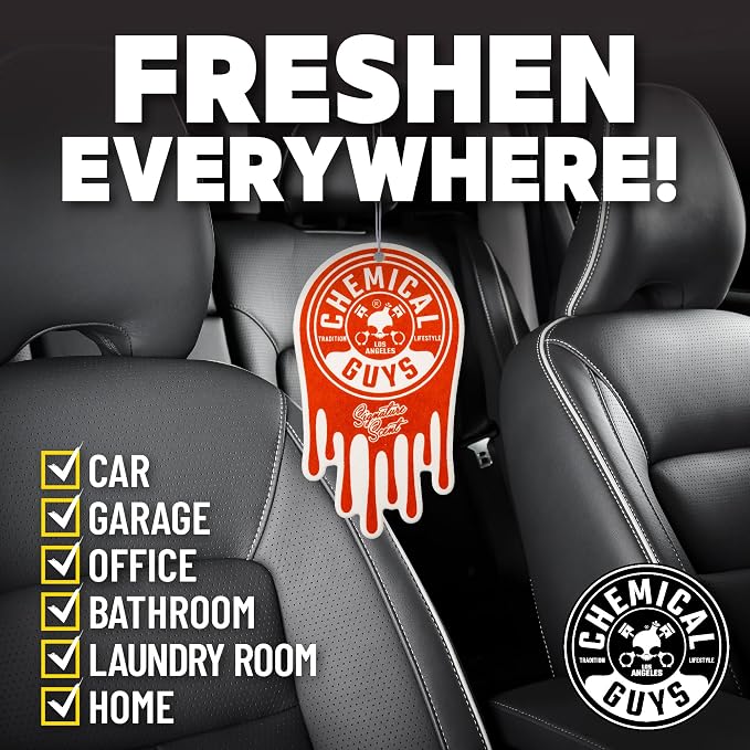 Chemical Guys Car Fresheners, Hanging Air Fresheners - Signature Scent for Cars, Trucks, SUVs, RVs, Home, Office, Work, Dorm Room, & More - 12 Pack