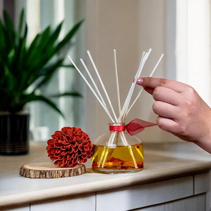 Reed Diffuser Set, Uplift Pomegranate Citrus Scented Oil Diffuser with Sticks, Home Fragrance Accessories for Bathroom Shelf Decor, Aroma Diffusers for Home or Office Desk, USA Made