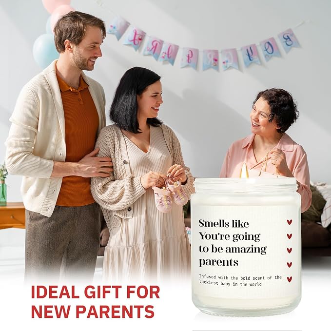 SteadStyle New Parents Gifts for Couples, Soy Wax Lavender Scented Candle - Gender Reveal Gifts for Parents to Be (7oz)