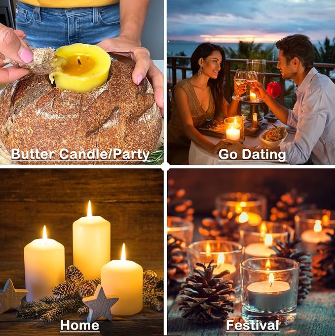 50 Pcs 6" Natural Candle Wicks,Pre-Waxed by 100% Beeswax & Tabbed with 60Pcs Candle Wick Stickers and 5 Pcs Wooden Candle Wick Centering Device, for Candle Making，Candle DIY