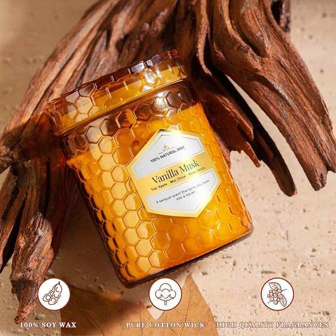6 Pack Amber Glass Scented Candles for Home Scented, 5.5 Oz Each Soy Wax Candles, Lavender Sage Candles, Luxury Home Decor Gift Set for Women Birthday Christmas