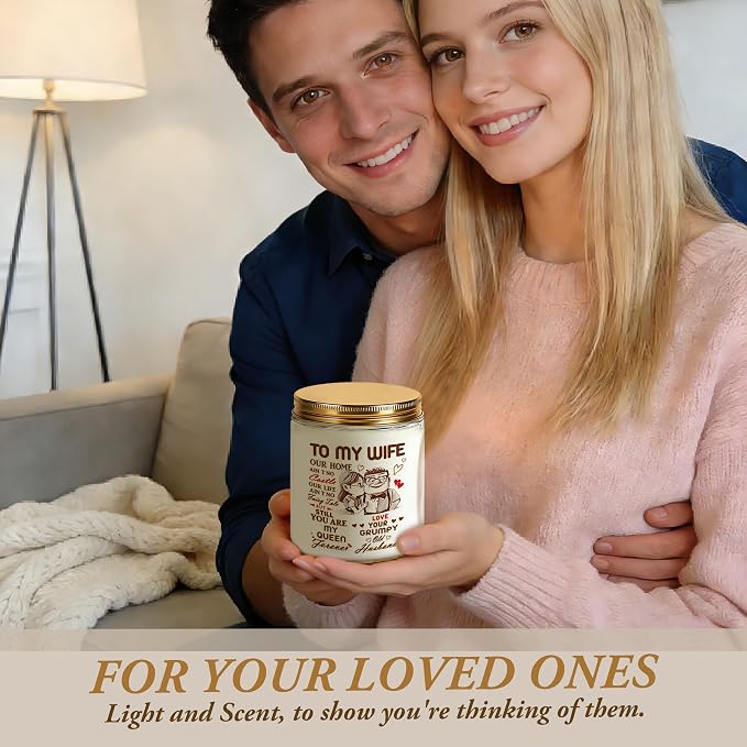 to My Wife Gifts - Birthday Gift for Wife from Husband, Christmas Gifts for Her, Anniversary Valentine's Day Wedding Bride Present, Romantic Lavender Scented Candle - White