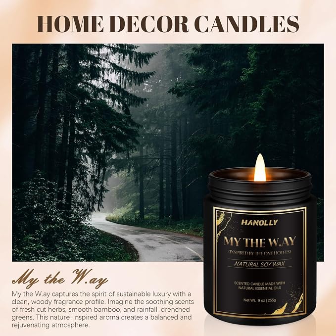 My The W.ay Hotel Candle, 9 oz Scented Candles for Home Soy Candle Wax, Gift for Dad, Husband or Boyfriend, Inspired by The One Hotels, Luxury Long Lasting Aromatherapy Jar Candle Gifts for Men Women