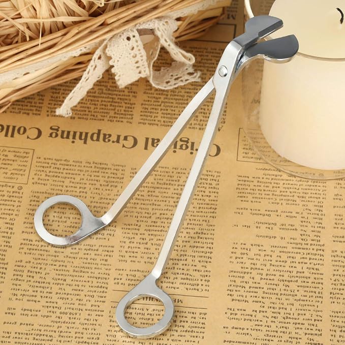 MUXSAM Candle Wick Trimmer, Candle Wick Cutter, Candle Scissors Cutter, 1-Pack Stainless Steel Wick Clipper Scissor Candle Tool for Trim Wick to Burn, Reduces Soot (Silver)