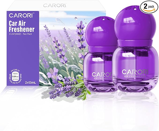 Carori Cute Car Air Freshener 2 Pack, Lightbulb-Shaped Car Fresheners, Automotive Vent Clip, Long Lasting Scent, Essential Oils, Cute Car Accessories for Women, Orange Scent (Lavender)