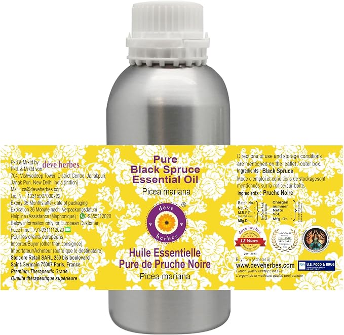 Deve Herbes Pure Black Spruce Essential Oil (Picea Mariana) Steam Distilled 1250ml (42 oz)