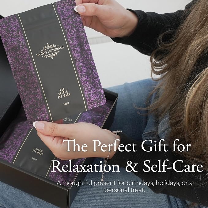 Spa Gift Set for Women – Lavender Aromatherapy Shower Steamers, Sugar Scrub, 24K Gold Eye Masks & Steam Eye Mask | Self Care & Relaxation Gift Box for Stress Relief at Home