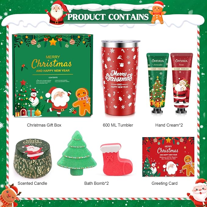 Christmas Gifts Set for Women - Ideas Relaxing Spa Gift Christmas Basket Gift Set for Women, Bath and Body Gift Set, Secret Santa Gifts for Her, Mom, Coworker, Teacher, Nurse