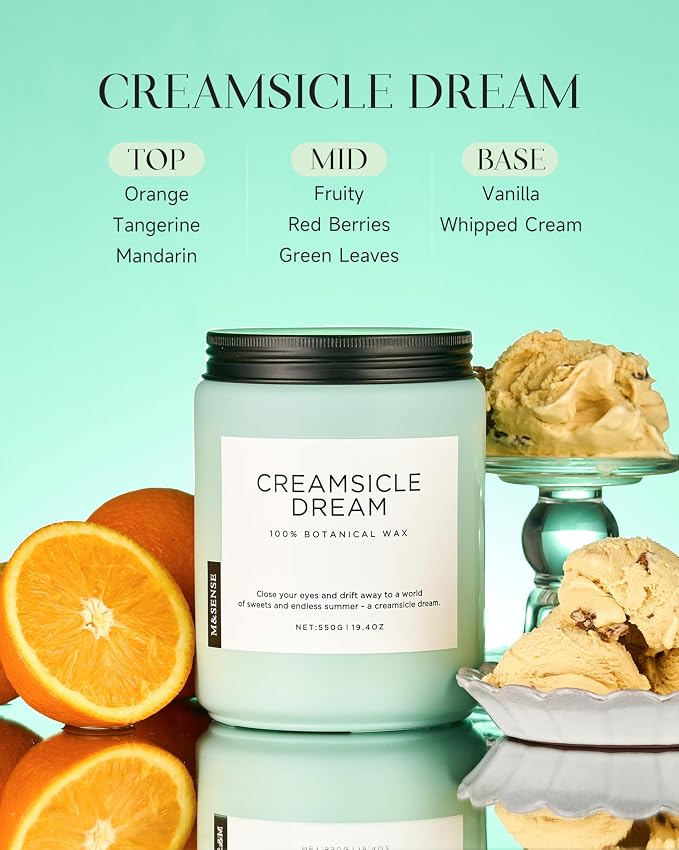 M&SENSE Orange Creamsicle Candle for Home Refresh & Spring Scenting, 19.4oz Soy Wax Candle with 110 Hours Burn Time, Non Toxic, Long Lasting Fragrance Gifts for Women & Mom