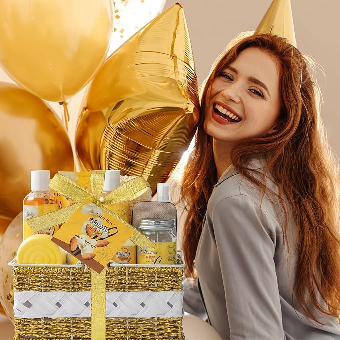 Coconut Almond Spa Gift Basket for Woman Man, 20Pcs Bath & Body Set | Gift For Women & Men, Home Spa Kit, Bath and body Self Care Gifts for Christmas, birthday, holiday gifts