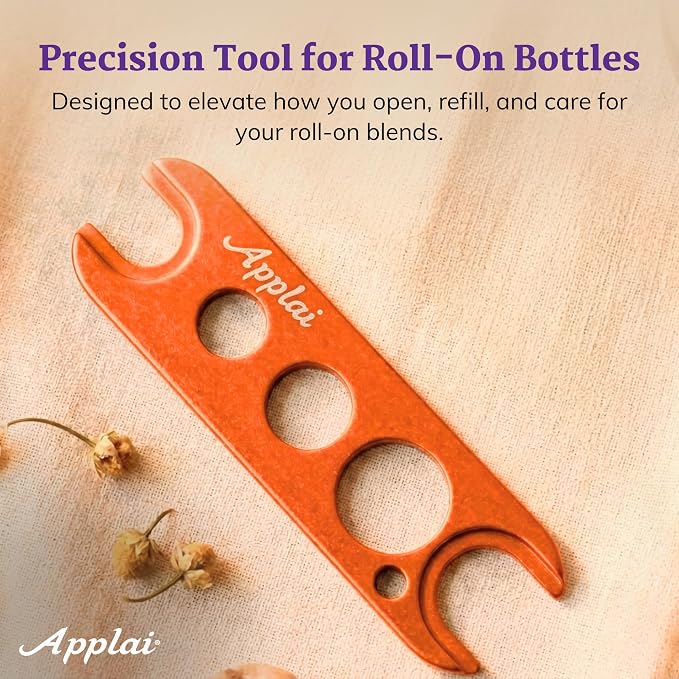 Applairelief - Roll-On Bottle Keys - Essential Oil Roller Ball Remover Tool - Precision Metal Cap Opener for Roller Bottles - Refillable Rollerball Aromatherapy Accessor - Orange