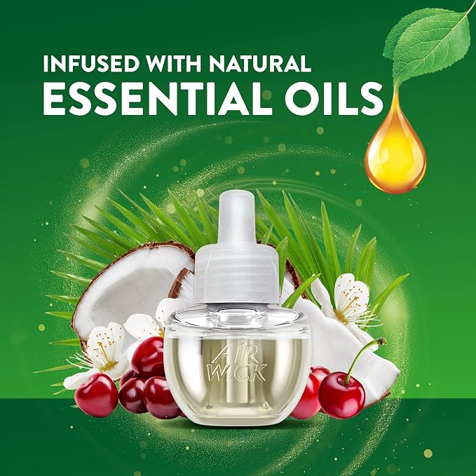 Air Wick Plug-In Scented Oil Refills, 4 Count, Paradise Retreat, Air Freshener, Essential Oils