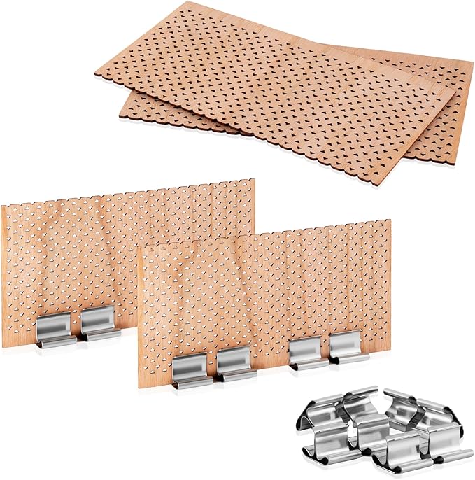 4 Set Large Wood Candle Wick Grid Design Large Wooden Wick 3.9x2.0inch / 100x50mm (Width*Height), Natural Crackling Wood Wick Core with Iron Stands for Soy Candle Making Candles Supplies