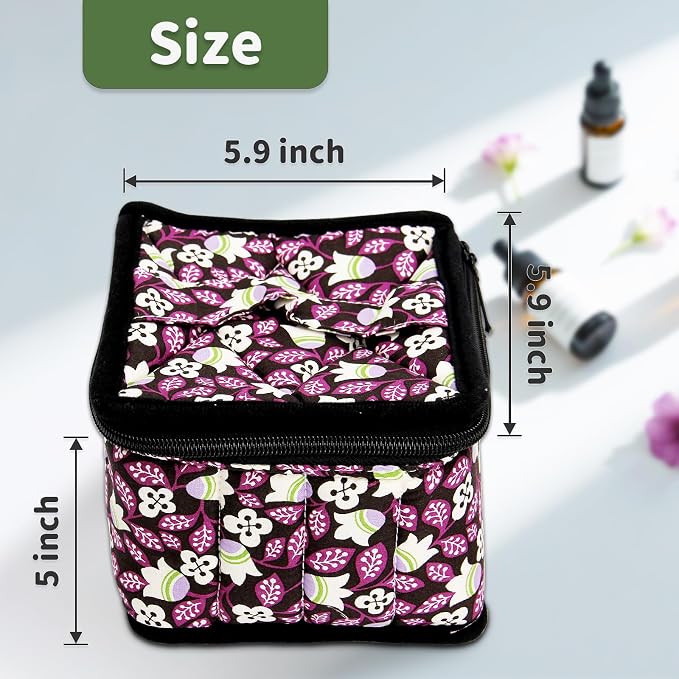 Weljoy Essential Oil Case 13 Bottle Organizer for 30ml 50ml 100ml 115ml 8oz, Travel Bag with Adjustable Dividers Foam Padded for Aromatherapy Roller Dropper Bottles (Bellwort, 5.9x5.9x5 in)